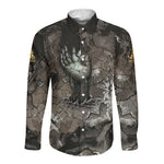 Tatenen Long Sleeve Button Shirt Rising Hand Design Egyptian God of Creation and Earth Emergence