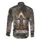 Tatenen Long Sleeve Button Shirt Rising Hand Design Egyptian God of Creation and Earth Emergence
