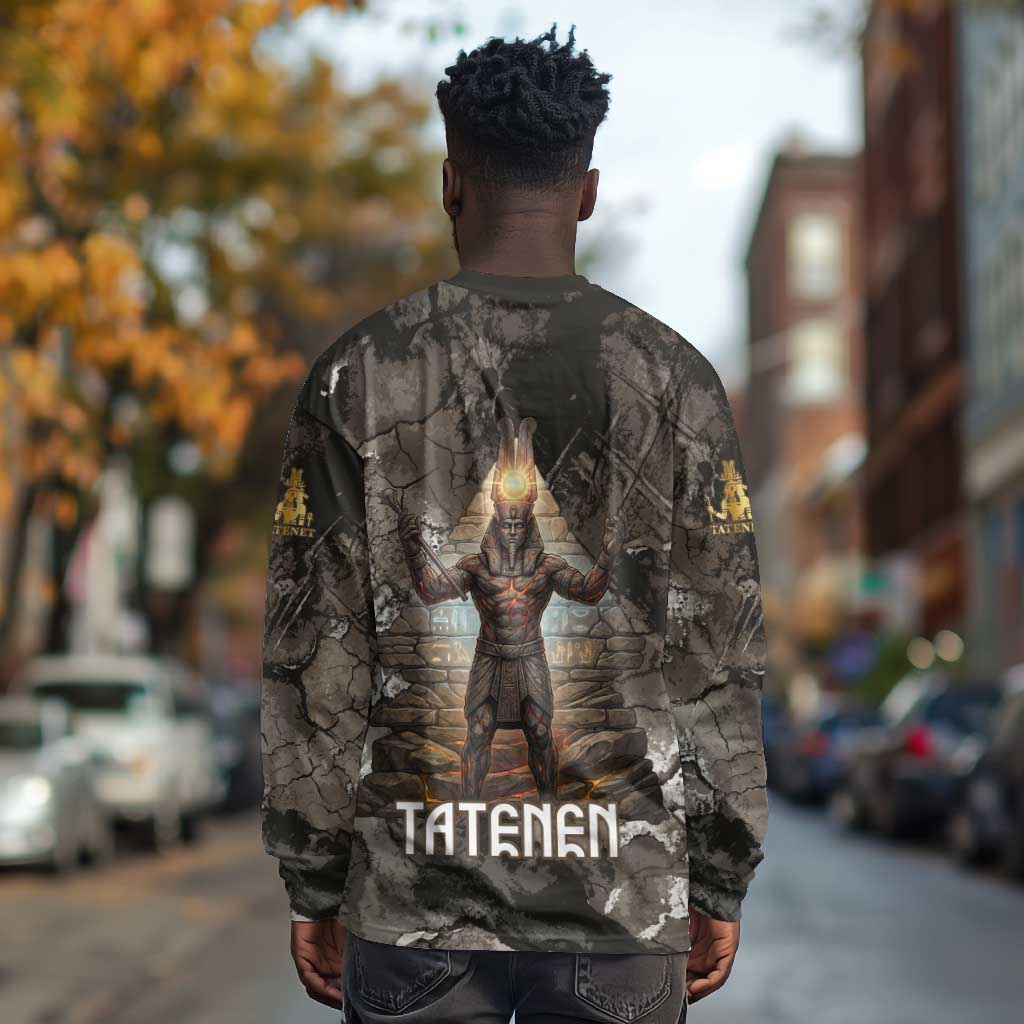 Tatenen Long Sleeve Shirt Rising Hand Design Egyptian God of Creation and Earth Emergence