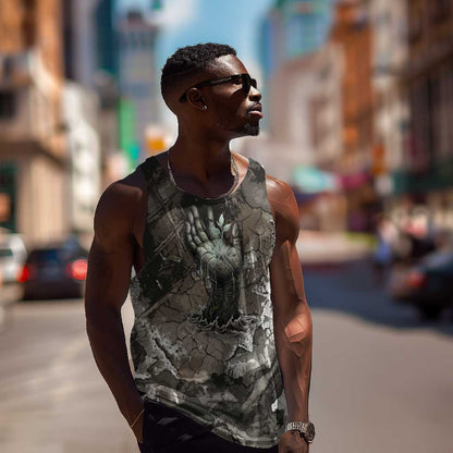 Tatenen Men Tank Top Rising Hand Design Egyptian God of Creation and Earth Emergence