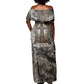 Tatenen Off Shoulder Maxi Dress Rising Hand Design Egyptian God of Creation and Earth Emergence