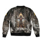 Tatenen Sleeve Zip Bomber Jacket Rising Hand Design Egyptian God of Creation and Earth Emergence