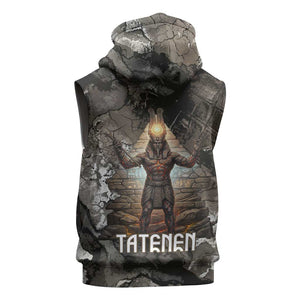 Tatenen Sleeveless Hoodie Rising Hand Design Egyptian God of Creation and Earth Emergence