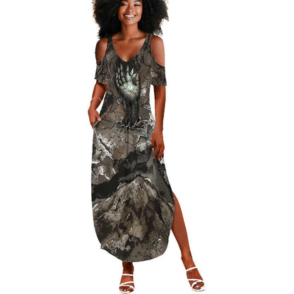 Tatenen Summer Maxi Dress Rising Hand Design Egyptian God of Creation and Earth Emergence