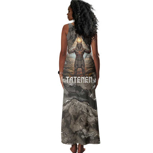 Tatenen Tank Maxi Dress Rising Hand Design Egyptian God of Creation and Earth Emergence