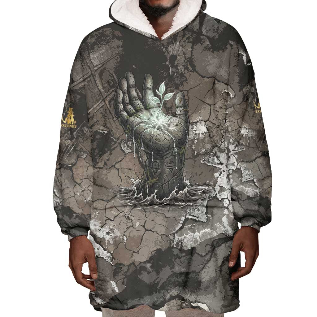 Tatenen Wearable Blanket Hoodie Rising Hand Design Egyptian God of Creation and Earth Emergence