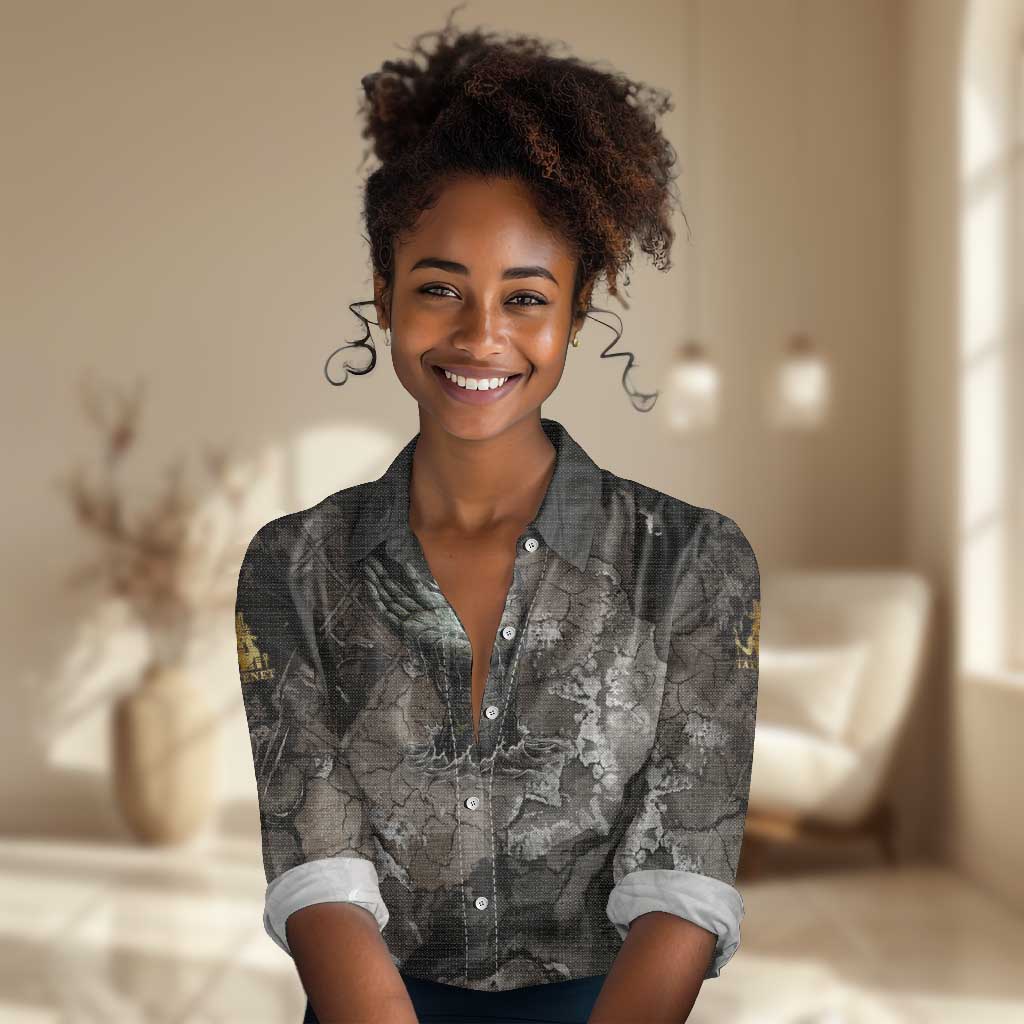 Tatenen Women Casual Shirt Rising Hand Design Egyptian God of Creation and Earth Emergence