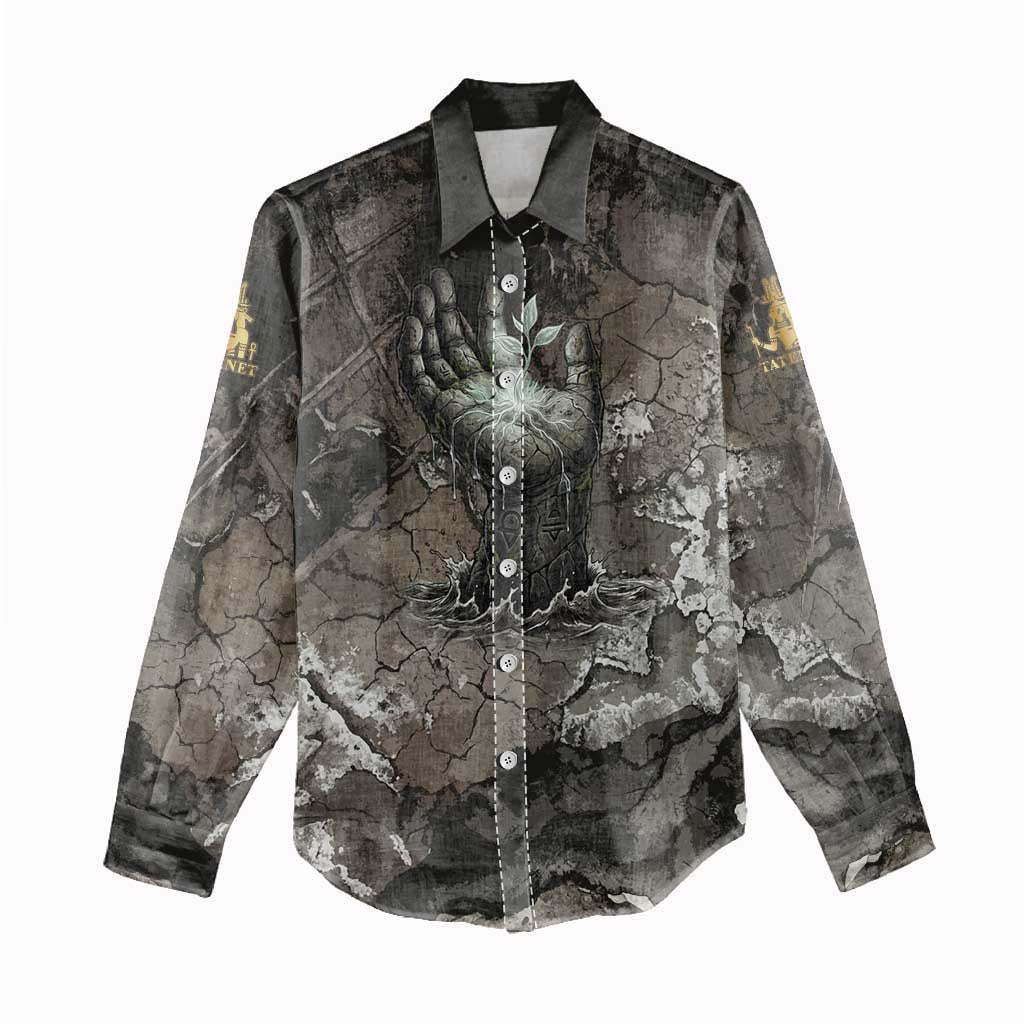 Tatenen Women Casual Shirt Rising Hand Design Egyptian God of Creation and Earth Emergence