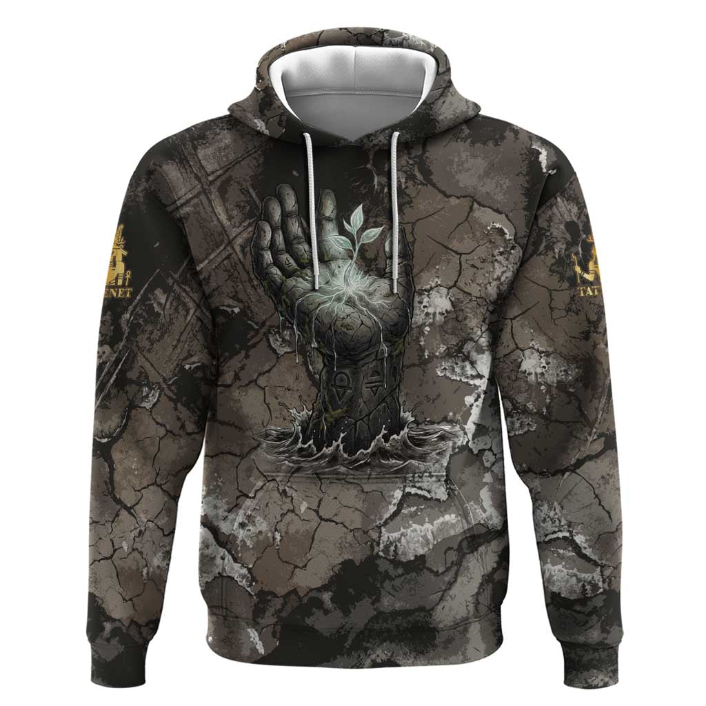 Tatenen Zip Hoodie Rising Hand Design Egyptian God of Creation and Earth Emergence