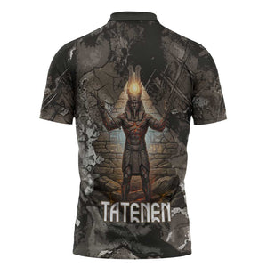 Tatenen Zipper Polo Shirt Rising Hand Design Egyptian God of Creation and Earth Emergence
