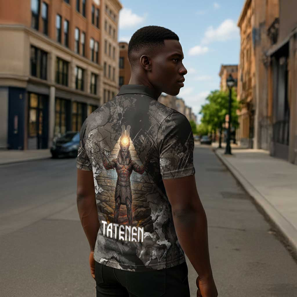 Tatenen Zipper Polo Shirt Rising Hand Design Egyptian God of Creation and Earth Emergence