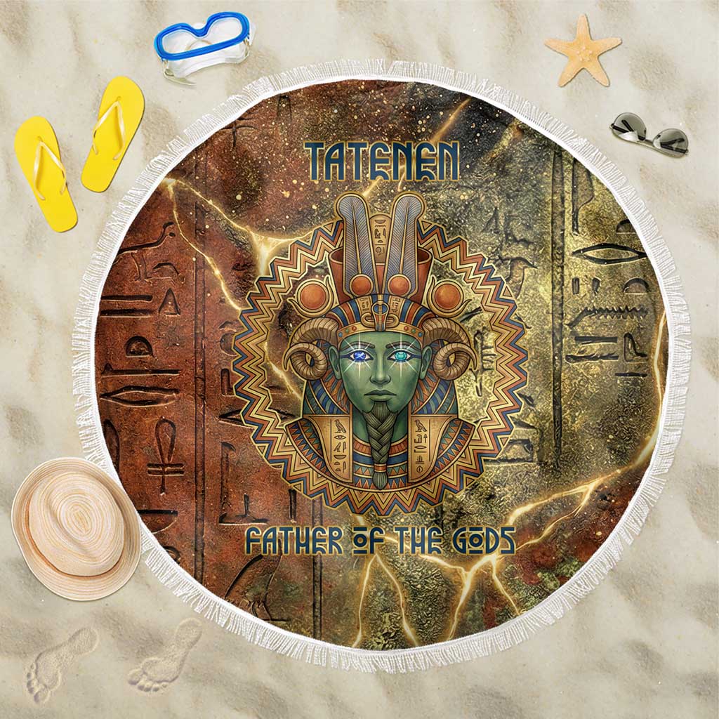 Tatenen Ancient Egyptian Beach Blanket Father of the Gods Design with Minerals