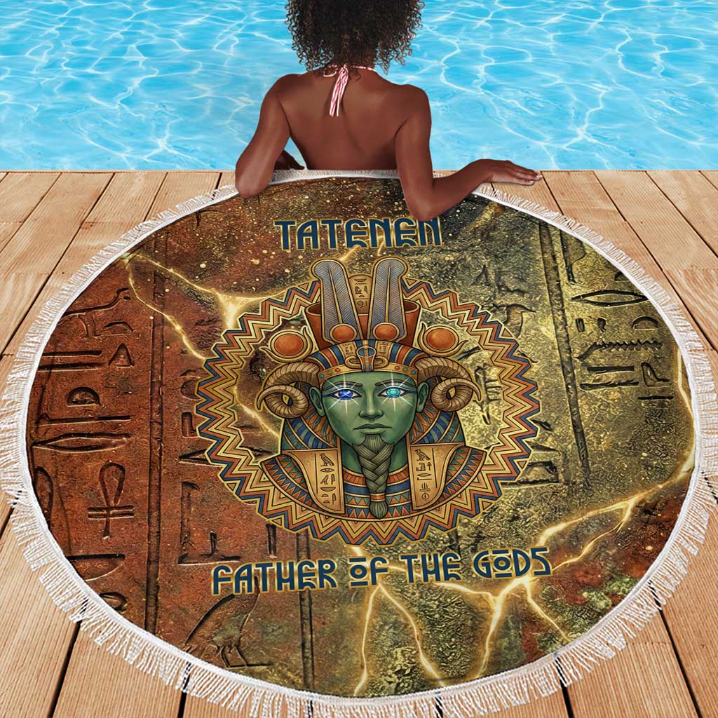 Tatenen Ancient Egyptian Beach Blanket Father of the Gods Design with Minerals