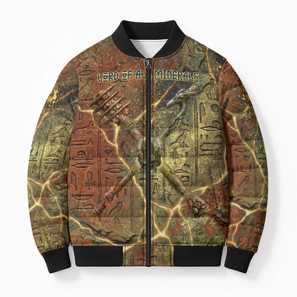 Tatenen Ancient Egyptian Bomber Puffer Jacket Father of the Gods Design with Minerals