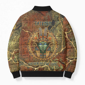 Tatenen Ancient Egyptian Bomber Puffer Jacket Father of the Gods Design with Minerals