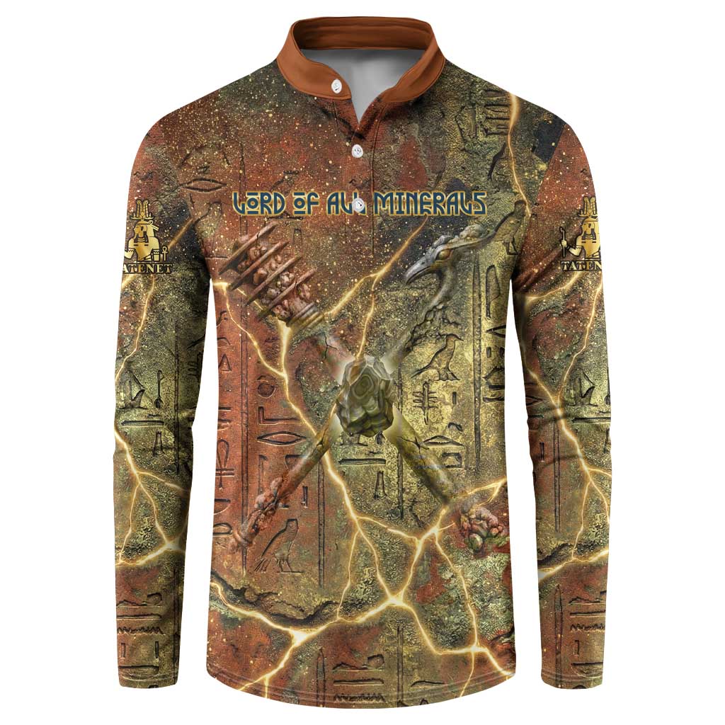 Tatenen Ancient Egyptian Button Sweatshirt Father of the Gods Design with Minerals