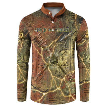 Tatenen Ancient Egyptian Button Sweatshirt Father of the Gods Design with Minerals