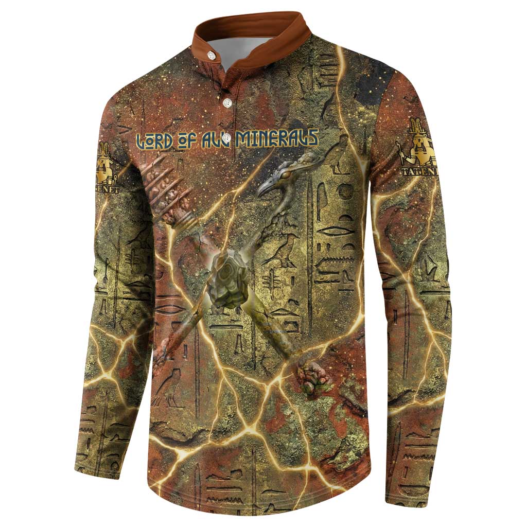Tatenen Ancient Egyptian Button Sweatshirt Father of the Gods Design with Minerals