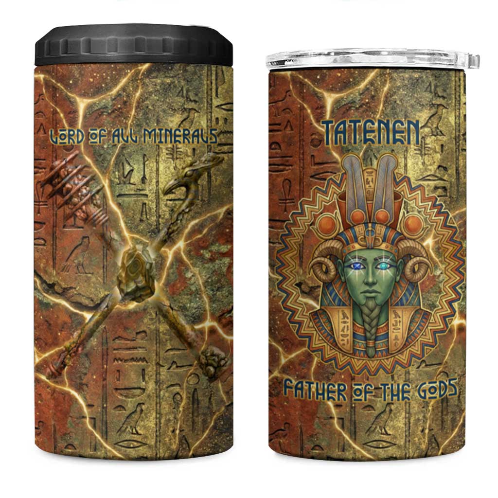 Tatenen Ancient Egyptian 4 in 1 Can Cooler Tumbler Father of the Gods Design with Minerals
