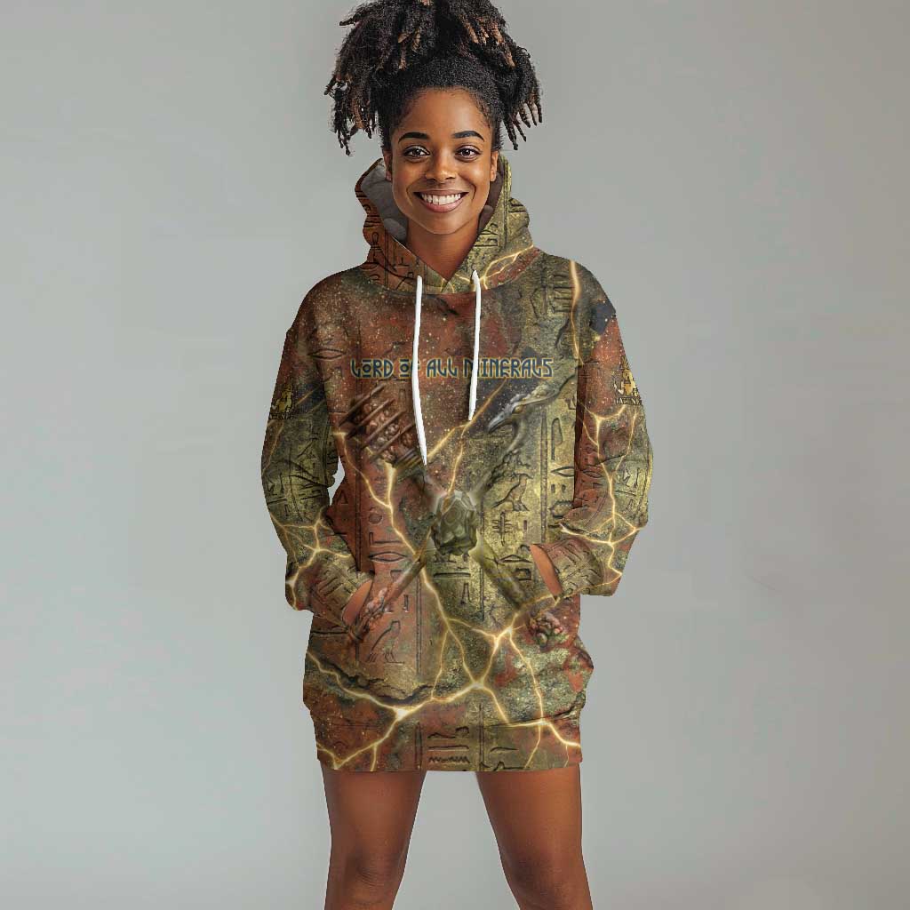 Tatenen Ancient Egyptian Hoodie Dress Father of the Gods Design with Minerals