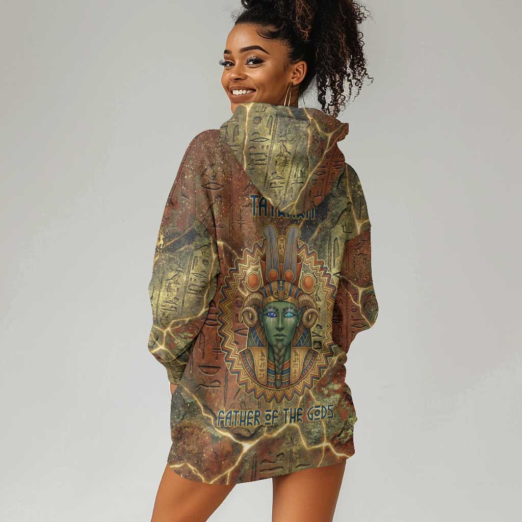 Tatenen Ancient Egyptian Hoodie Dress Father of the Gods Design with Minerals