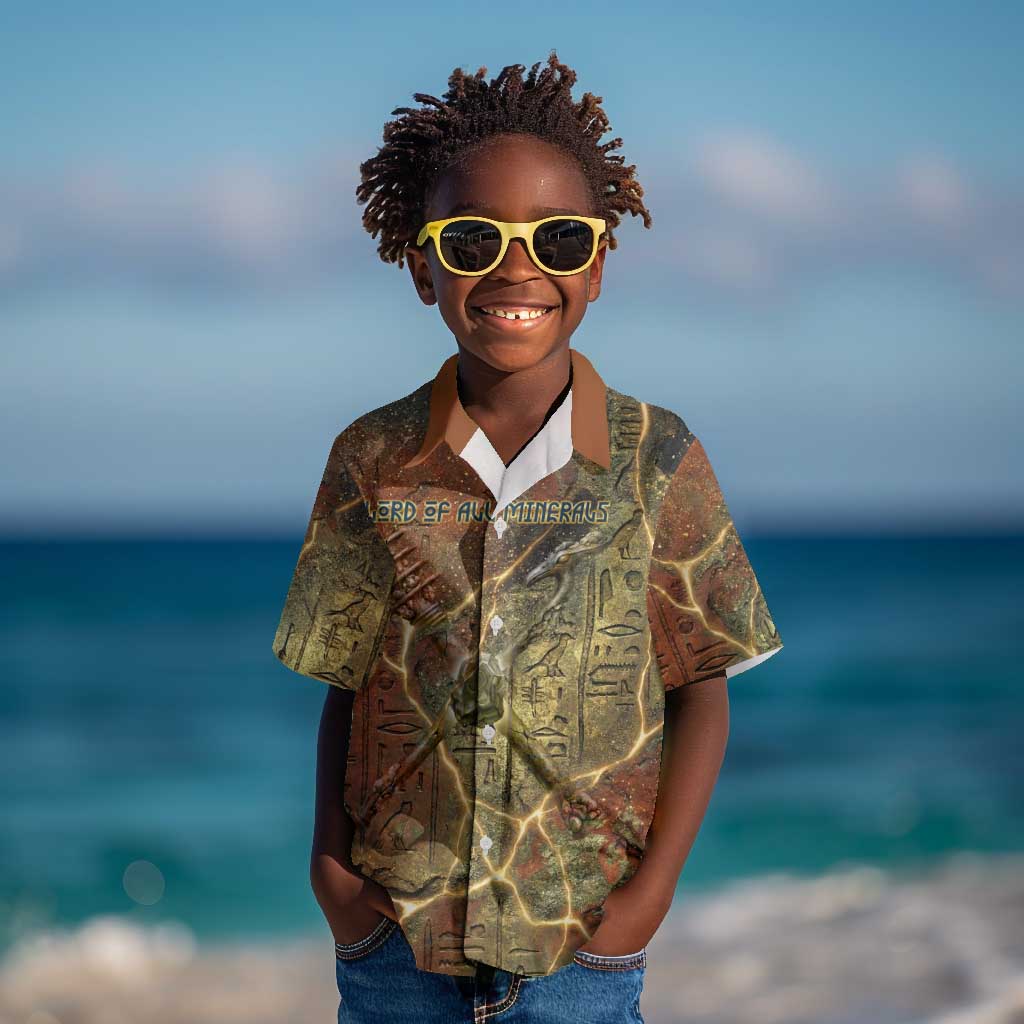 Tatenen Ancient Egyptian Kid Hawaiian Shirt Father of the Gods Design with Minerals