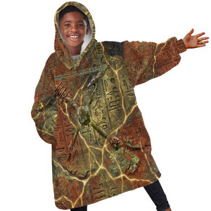 Tatenen Ancient Egyptian Kid Wearable Blanket Hoodie Father of the Gods Design with Minerals