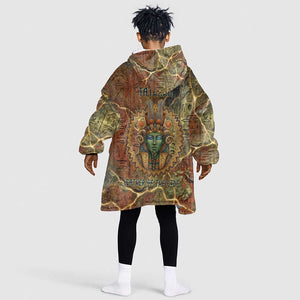 Tatenen Ancient Egyptian Kid Wearable Blanket Hoodie Father of the Gods Design with Minerals