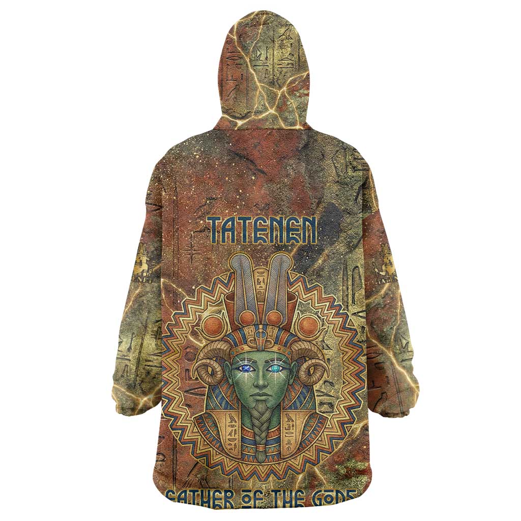 Tatenen Ancient Egyptian Kid Wearable Blanket Hoodie Father of the Gods Design with Minerals
