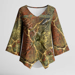 Tatenen Ancient Egyptian Kimono Sleeve Blouse Father of the Gods Design with Minerals