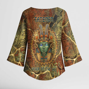 Tatenen Ancient Egyptian Kimono Sleeve Blouse Father of the Gods Design with Minerals