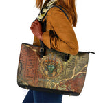 Tatenen Ancient Egyptian Leather Tote Bag Father of the Gods Design with Minerals
