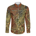 Tatenen Ancient Egyptian Long Sleeve Button Shirt Father of the Gods Design with Minerals
