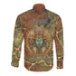 Tatenen Ancient Egyptian Long Sleeve Button Shirt Father of the Gods Design with Minerals