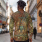 Tatenen Ancient Egyptian Long Sleeve Button Shirt Father of the Gods Design with Minerals