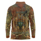 Tatenen Ancient Egyptian Long Sleeve Polo Shirt Father of the Gods Design with Minerals