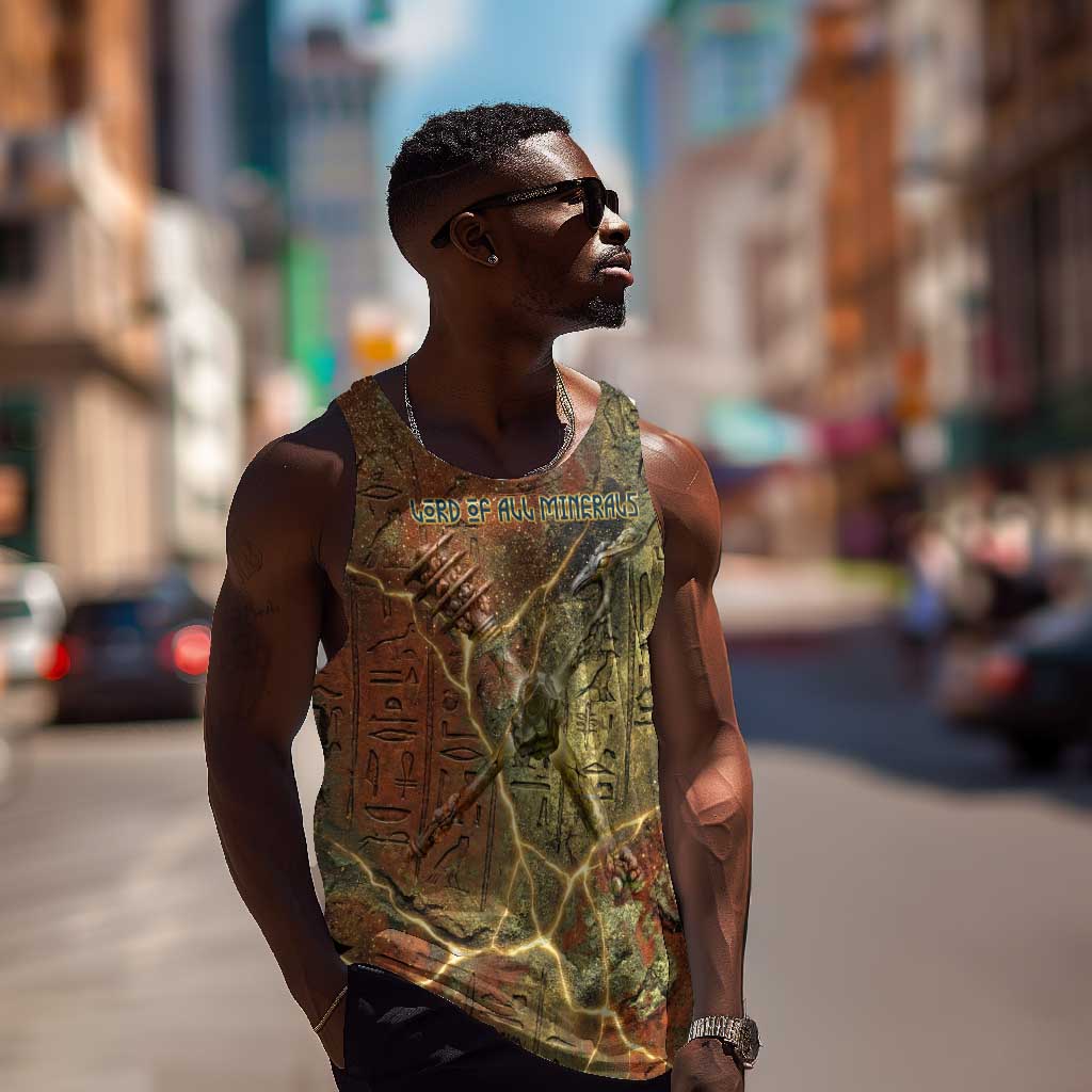 Tatenen Ancient Egyptian Men Tank Top Father of the Gods Design with Minerals