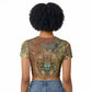 Tatenen Ancient Egyptian Raglan Cropped T shirt Father of the Gods Design with Minerals