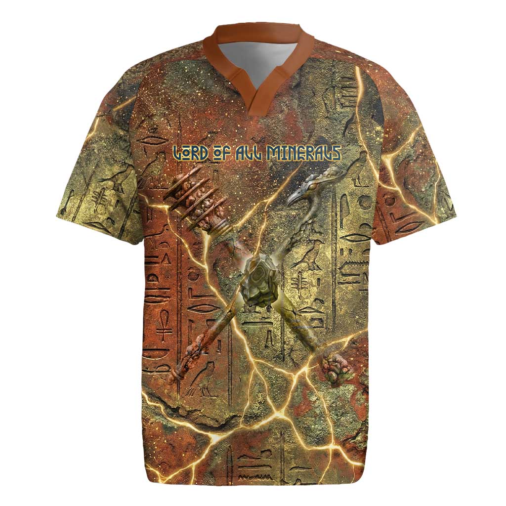 Tatenen Ancient Egyptian Rugby Jersey Father of the Gods Design with Minerals