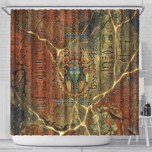 Tatenen Ancient Egyptian Shower Curtain Father of the Gods Design with Minerals