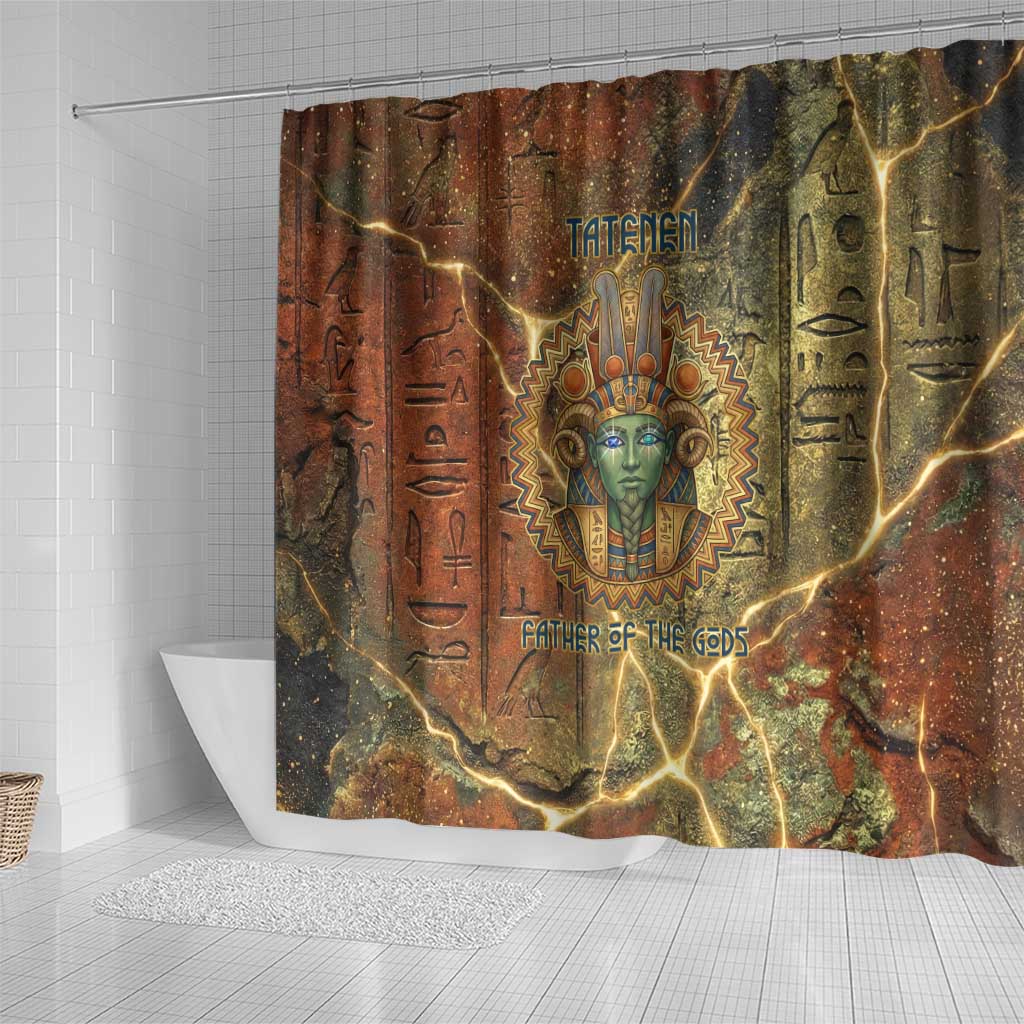 Tatenen Ancient Egyptian Shower Curtain Father of the Gods Design with Minerals