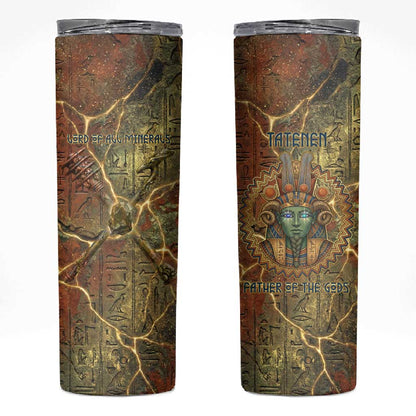Tatenen Ancient Egyptian Skinny Tumbler Father of the Gods Design with Minerals