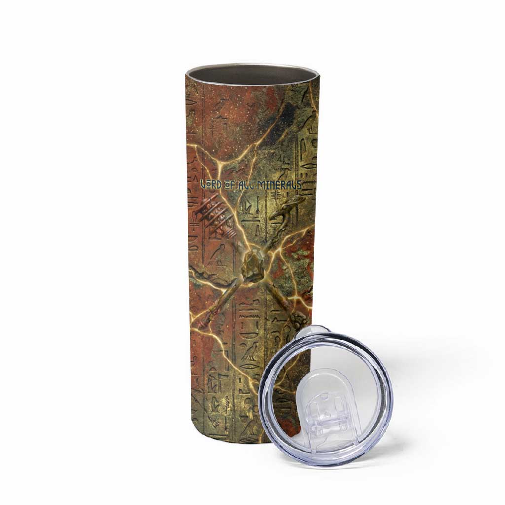Tatenen Ancient Egyptian Skinny Tumbler Father of the Gods Design with Minerals
