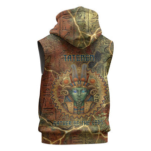 Tatenen Ancient Egyptian Sleeveless Hoodie Father of the Gods Design with Minerals