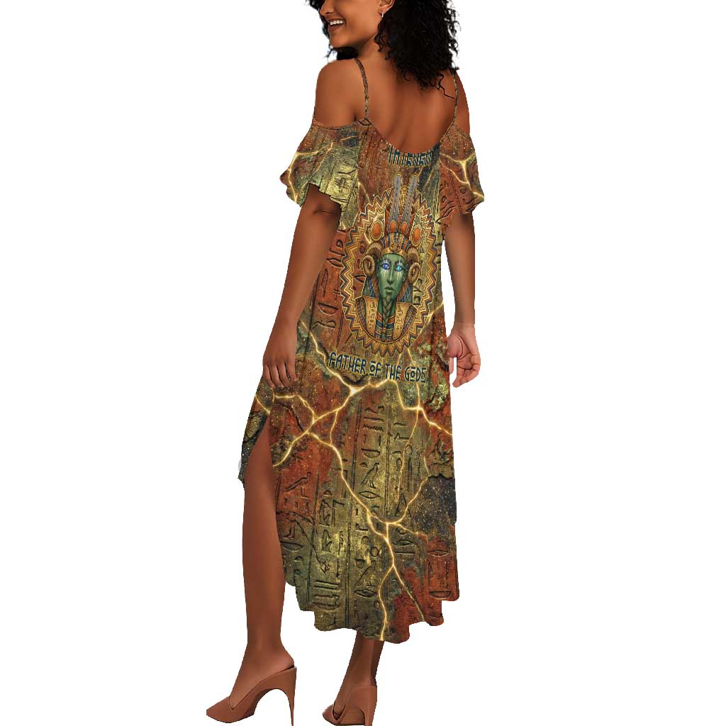 Tatenen Ancient Egyptian Summer Maxi Dress Father of the Gods Design with Minerals