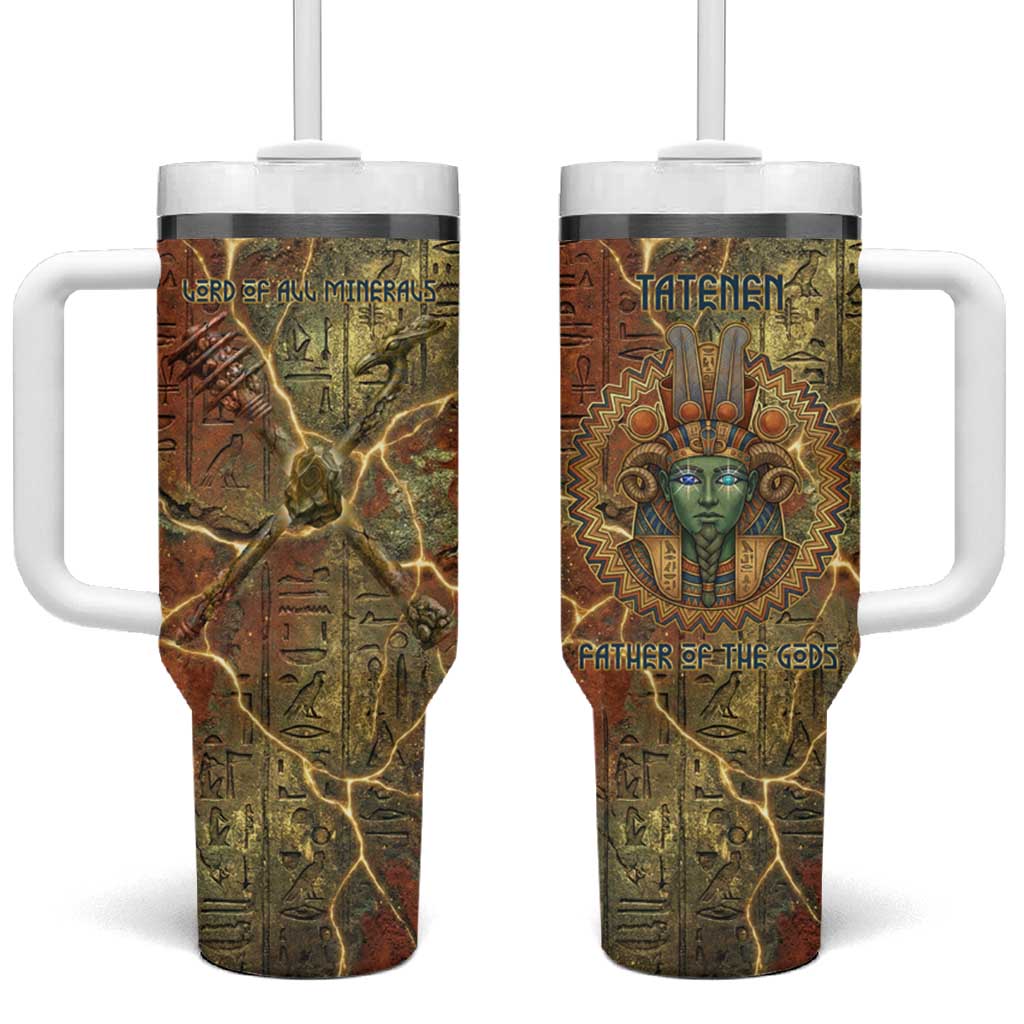 Tatenen Ancient Egyptian Tumbler With Handle Father of the Gods Design with Minerals
