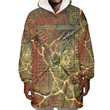 Tatenen Ancient Egyptian Wearable Blanket Hoodie Father of the Gods Design with Minerals