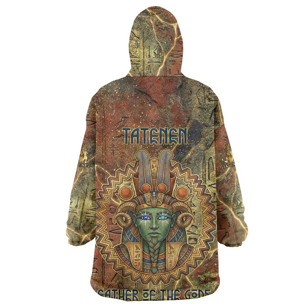 Tatenen Ancient Egyptian Wearable Blanket Hoodie Father of the Gods Design with Minerals