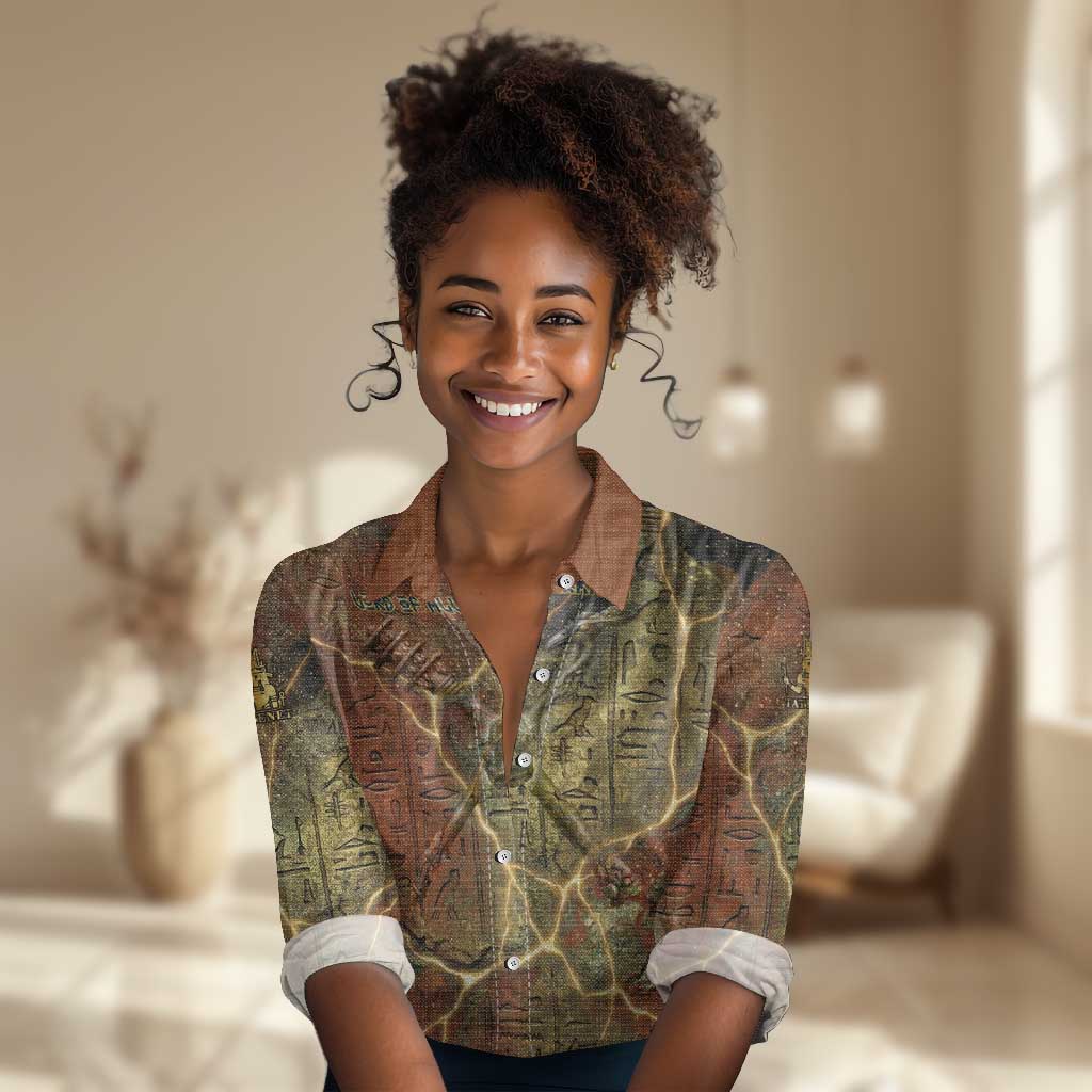 Tatenen Ancient Egyptian Women Casual Shirt Father of the Gods Design with Minerals