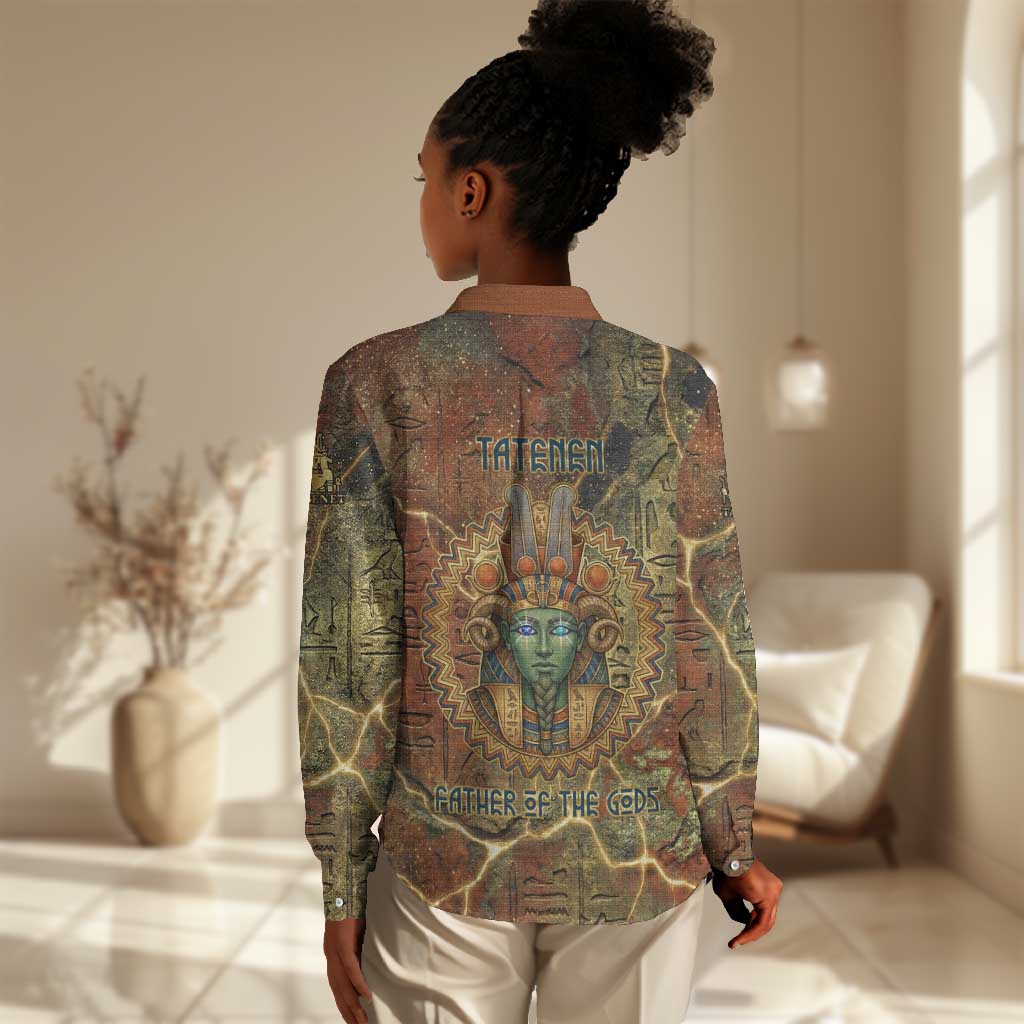 Tatenen Ancient Egyptian Women Casual Shirt Father of the Gods Design with Minerals
